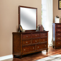 Dresser with mirror deals brown